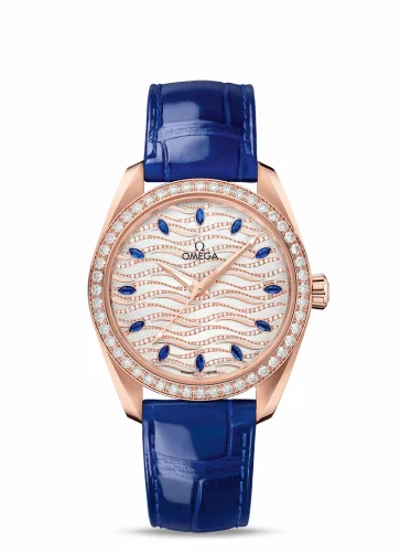 Omega Seamaster Aqua Terra 150M Master Chronometer 38 Sedna Gold / Diamond / Wave Sapphire / Alligator 220.58.38.20.99.005 (22058382099005)